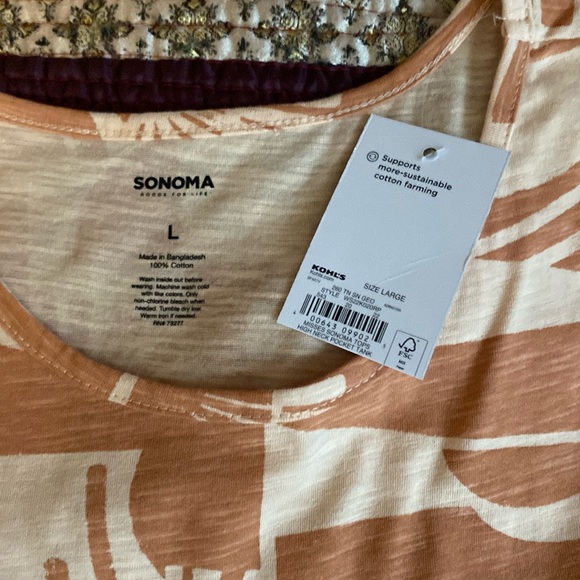 Sonoma Tank Top size Large with pocket; Sun Print/Coral Contrast - Picture 2 of 3